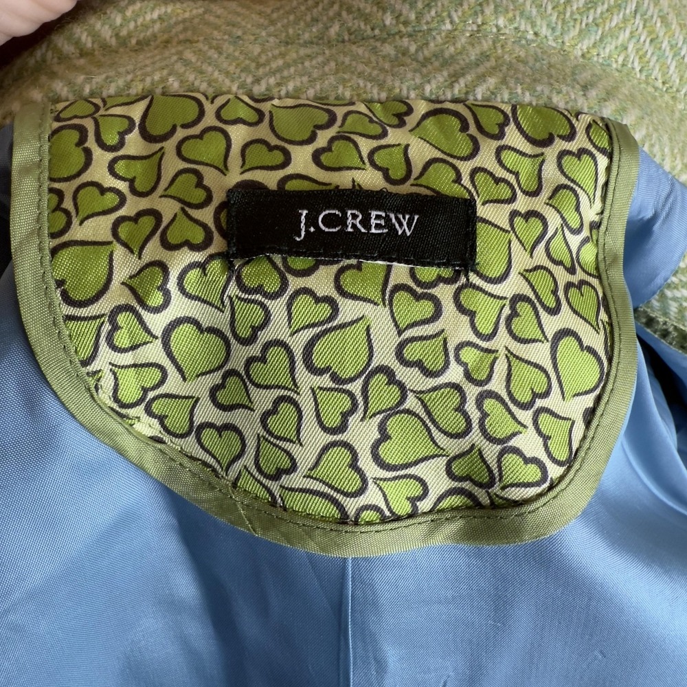 Vintage J.Crew Blazer Womens Small Green Herringbone Tweed Wool Robert Noble 00s - Picture 6 of 8